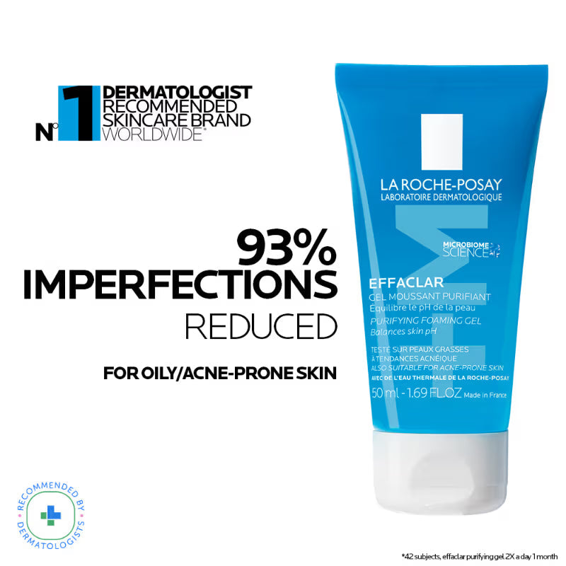 Effaclar Purifying Anti-Acne Gel Face wash, Gentle Cleanser for Oily, Acne Prone skin(50ml) La Roche-Posay