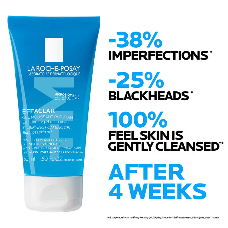 Effaclar Purifying Anti-Acne Gel Face wash, Gentle Cleanser for Oily, Acne Prone skin(50ml) La Roche-Posay
