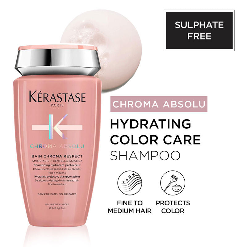 Chroma Absolu Bain Respect Shampoo For Colour Treated Fine Hair, Sulphate-Free(250ml) Kerastase