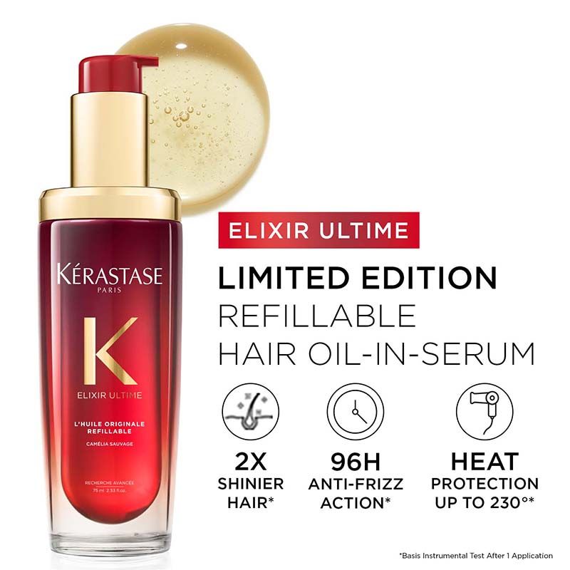 Elixir Ultime Hair Oil-In-Serum Valentine's Edition 2X Shinier Hair 96H Anti-Frizz Action(75ml) Kerastase