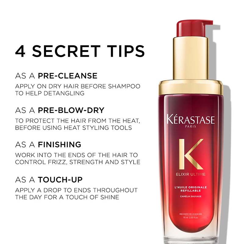 Elixir Ultime Hair Oil-In-Serum Valentine's Edition 2X Shinier Hair 96H Anti-Frizz Action(75ml) Kerastase