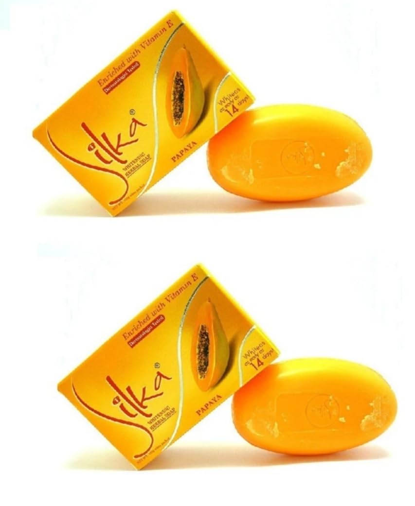 PACK OF 2 MATRC SILKA WHITENING HERBAL PAPAYA SOAP (135 G) Unarv