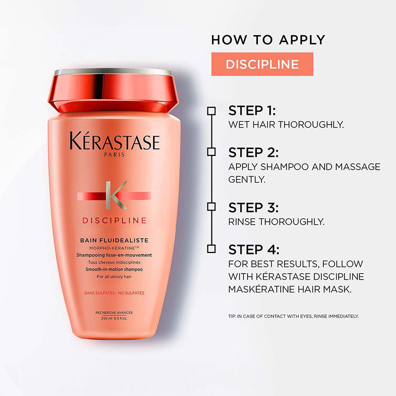 Discipline Fluidealiste Shampoo For Frizzy Hair, With Morpho-Keratine, Sulphate-Free(250ml) Kerastase
