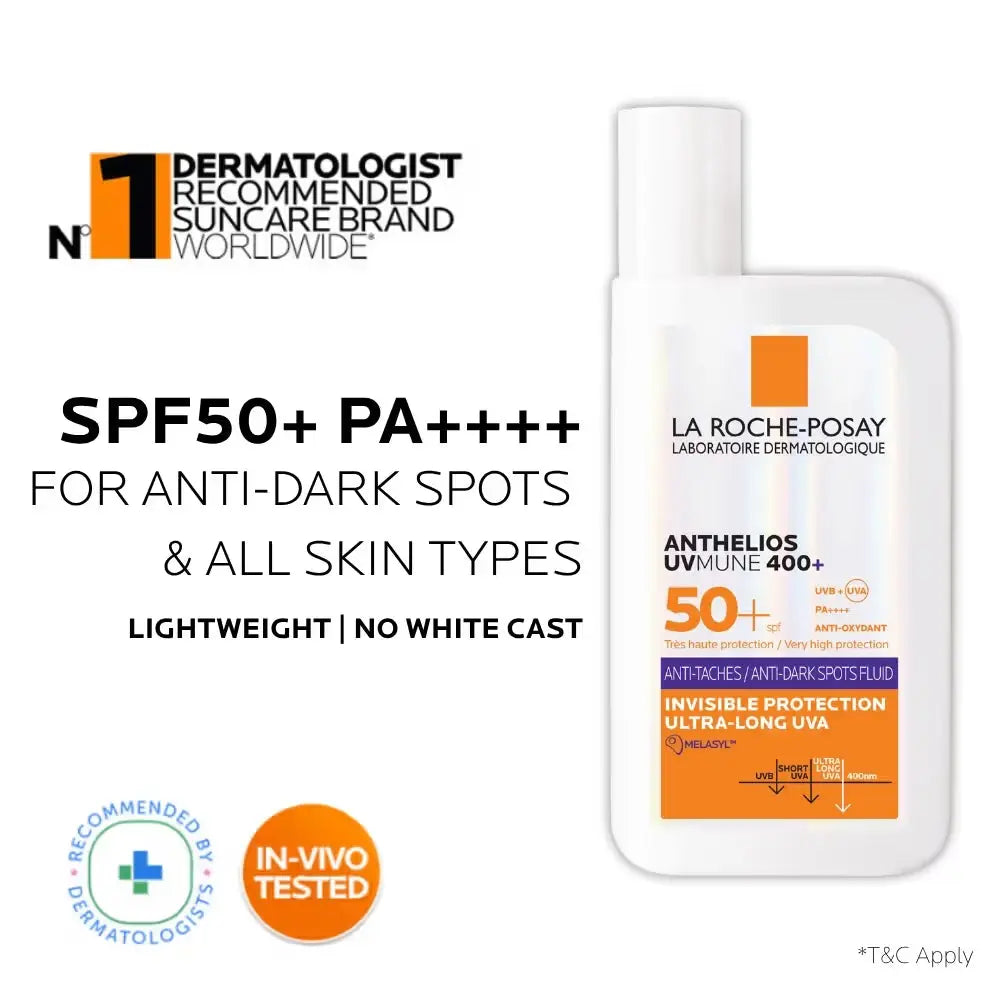 Anthelios UVMUNE400 Anti-Dark Spot Fluid SPF50+ Sunscreen with Melasyl for pigmented skin La Roche-Posay