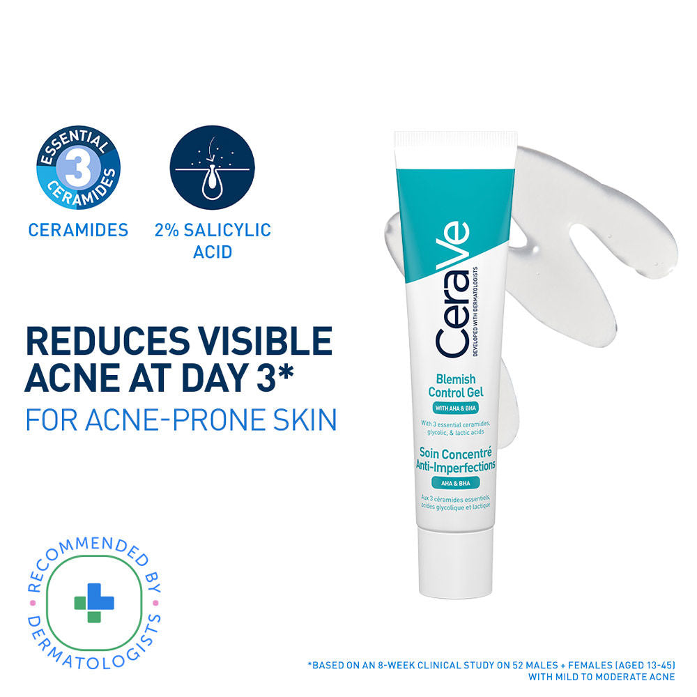 Blemish Control Gel with 2% Salicylic Acid, AHA & Niacinamide for Acne Spot Treatment(40ml) CeraVe
