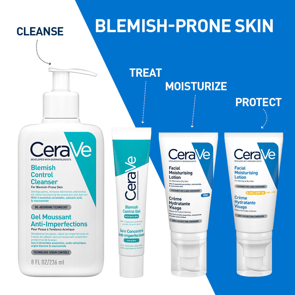 Blemish Control Gel with 2% Salicylic Acid, AHA & Niacinamide for Acne Spot Treatment(40ml) CeraVe