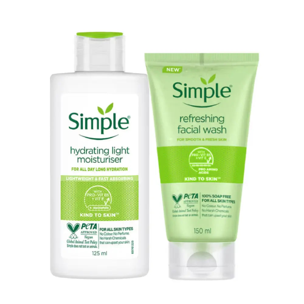 Kind To Skin Refreshing Facial Wash + Hydrating Light Moisturiser Simple