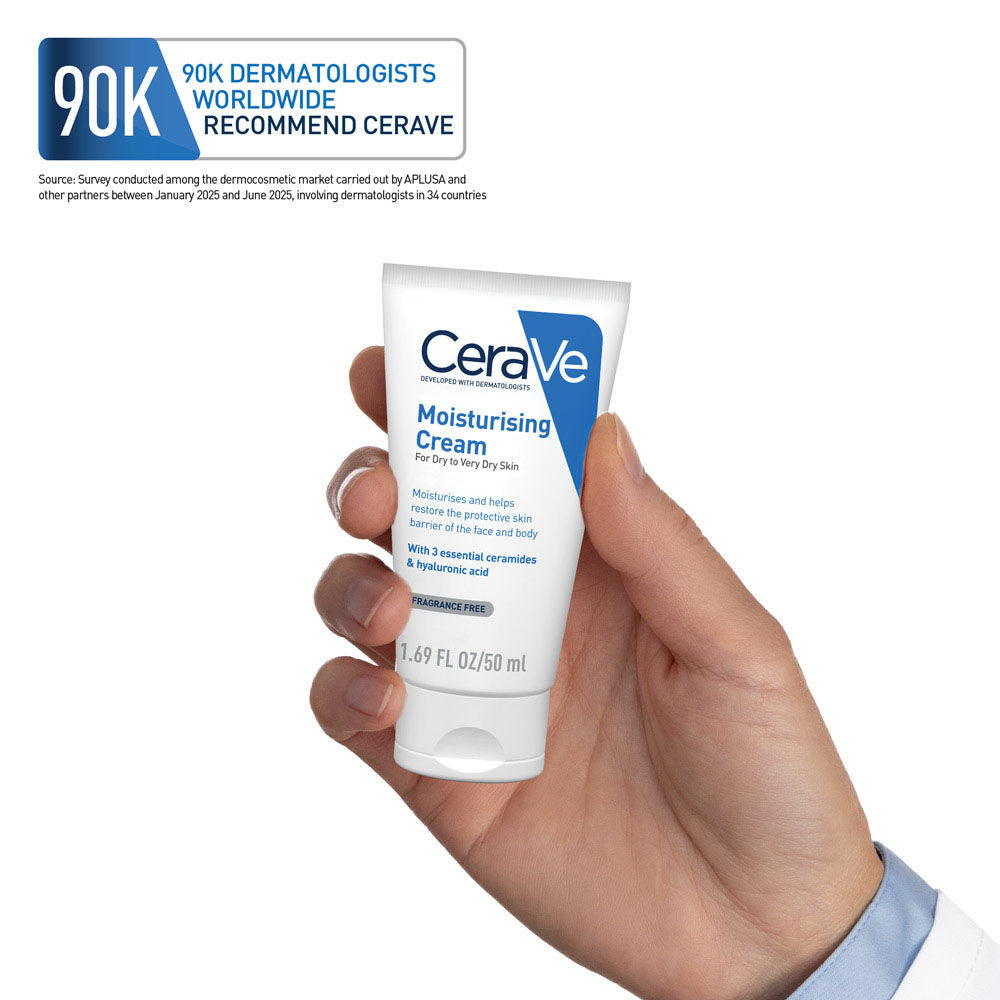 Moisturizer Cream For Dry Skin With Ceramides & Hyaluronic Acid For Barrier Repair(50ml) CeraVe