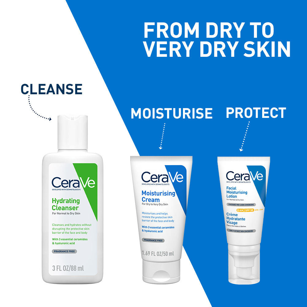 Moisturizer Cream For Dry Skin With Ceramides & Hyaluronic Acid For Barrier Repair(50ml) CeraVe
