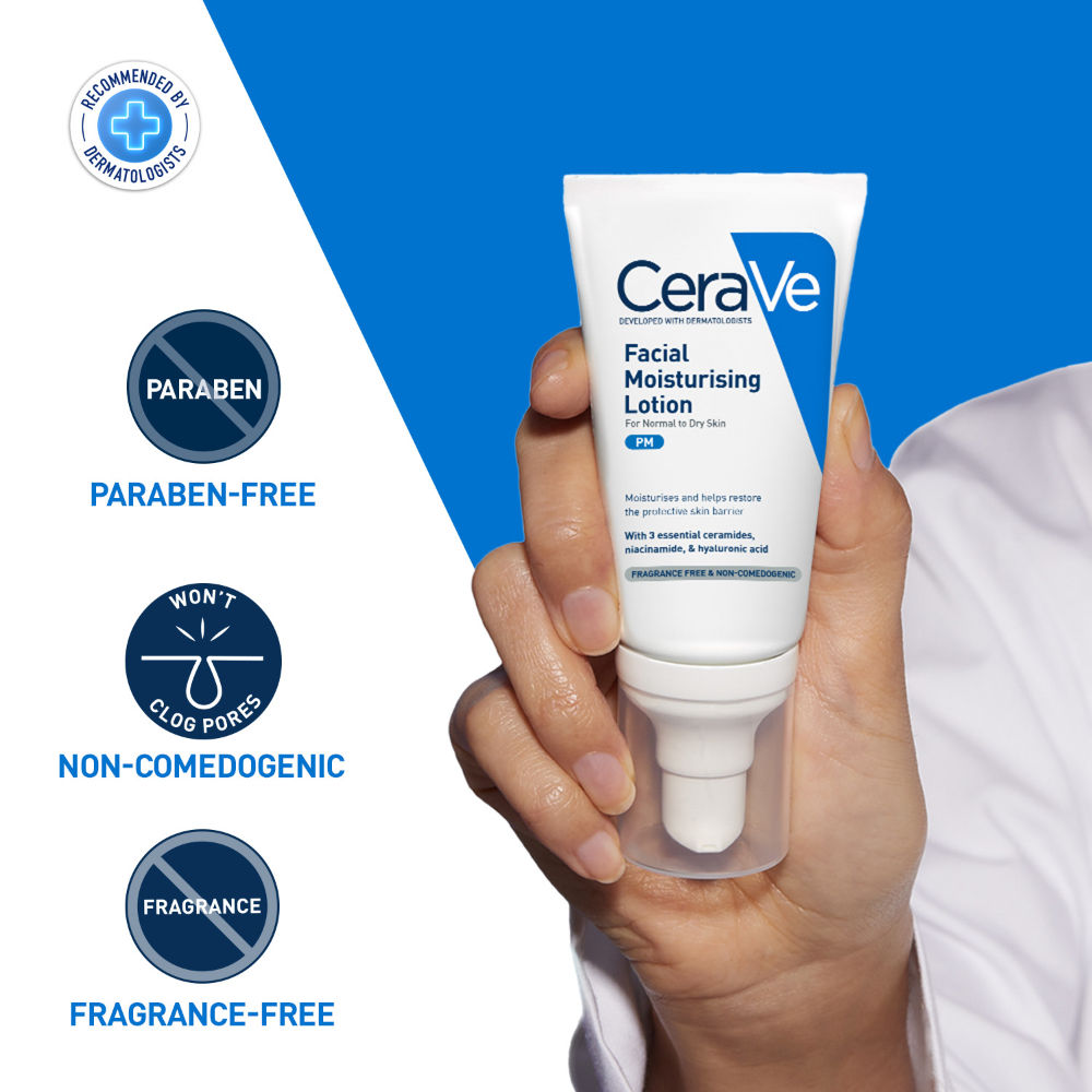 PM Facial Moisturizer Lightweight Night Cream with Ceramides, Niacinamide & Hyaluronic Acid(50 g) CeraVe