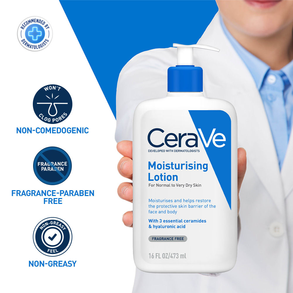 Moisturizing Lotion for Normal to Dry Skin with Ceramides & Hyaluronic Acid(473ml) CeraVe
