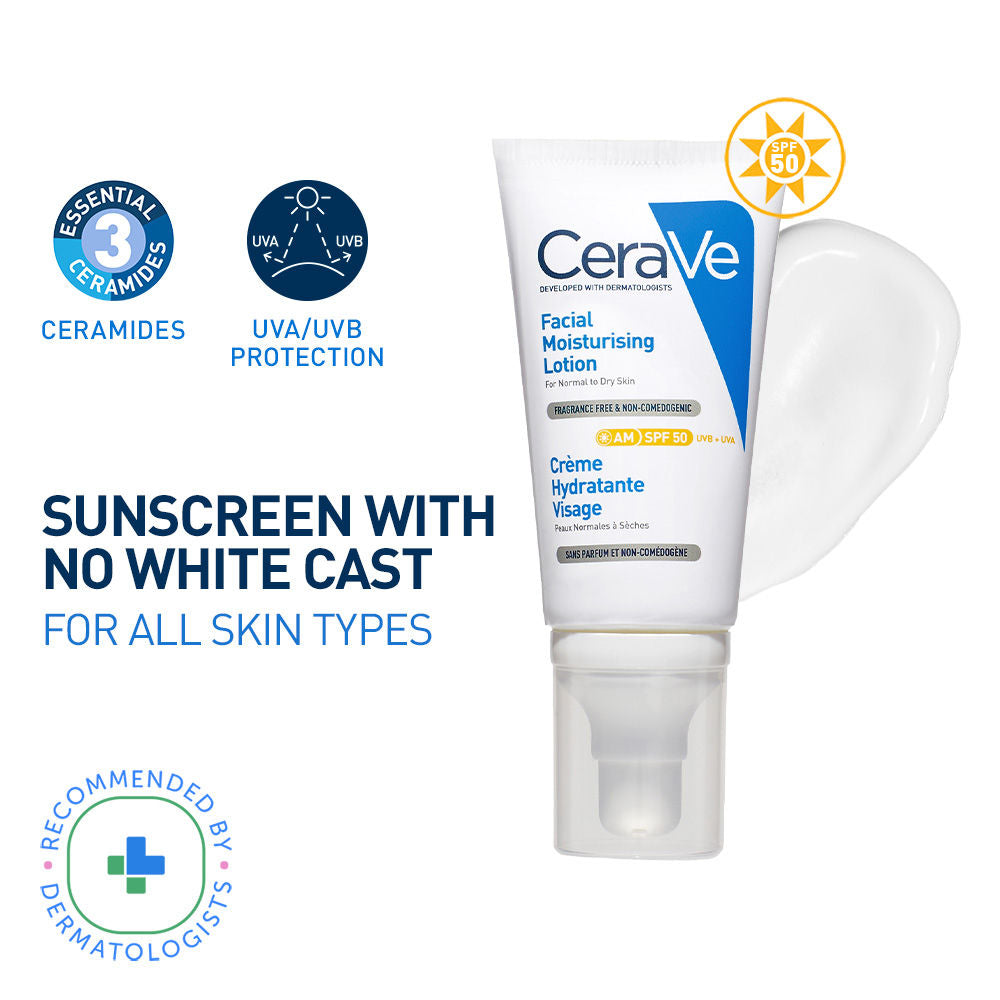 AM Facial Moisturizier With Sunscreen SPF 50 UVB + UVA, Dermatologist Recommended Day Cream(52ml) CeraVe