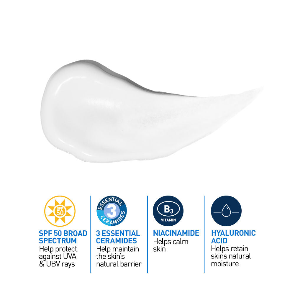AM Facial Moisturizier With Sunscreen SPF 50 UVB + UVA, Dermatologist Recommended Day Cream(52ml) CeraVe