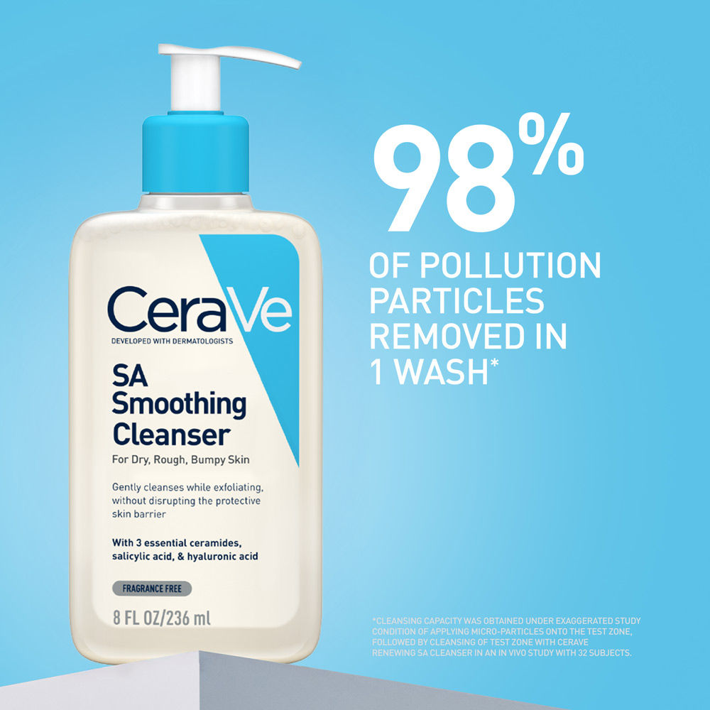 SA Smoothing Cleanser For Dry, Rough & Bumpy Skin, Face wash with Salicylic Acid & Ceramides(236ml) CeraVe