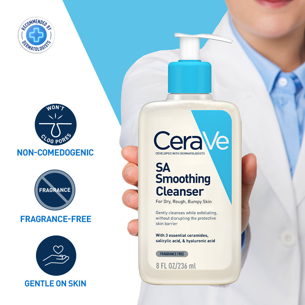 SA Smoothing Cleanser For Dry, Rough & Bumpy Skin, Face wash with Salicylic Acid & Ceramides(236ml) CeraVe