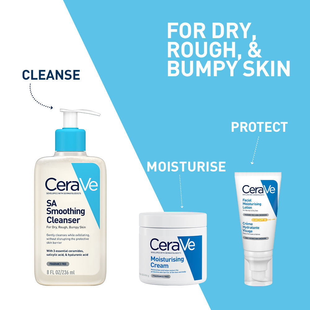 SA Smoothing Cleanser For Dry, Rough & Bumpy Skin, Face wash with Salicylic Acid & Ceramides(236ml) CeraVe