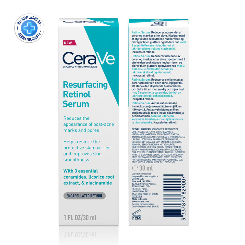 Resurfacing Retinol Serum, Reduces Acne Marks with Licorice Root Extract & Niacinamide(30ml) CeraVe
