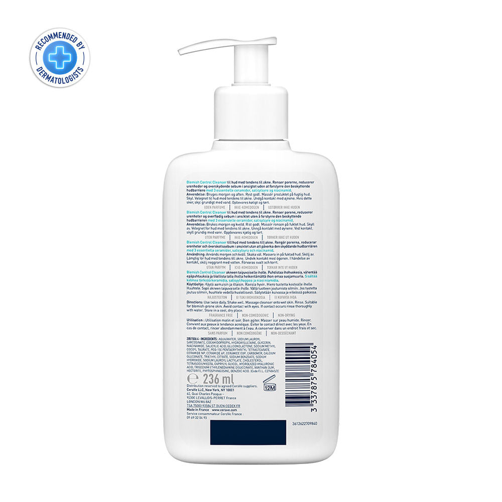 Blemish Control Cleanser with 2% Salicylic Acid & Niacinamide for Acne-prone skin(236ml) CeraVe