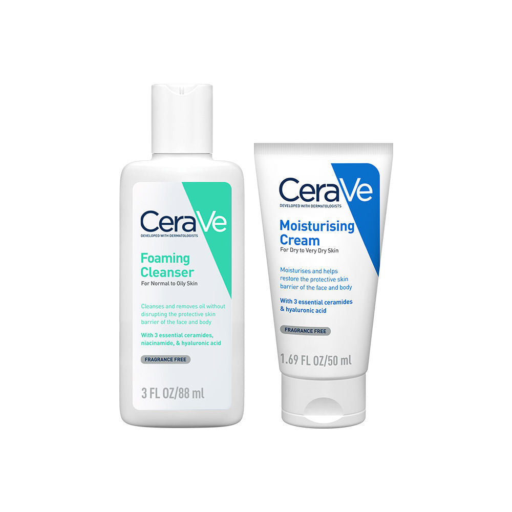Facewash & Moisturizer Combo with Ceramides - Daily Skincare Routine For Normal To Oily Skin(2 pcs) CeraVe