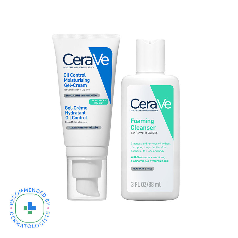 Oil Control Gel Moisturizer & Foaming Face wash, Skincare Combo for Oily & Combination Skin CeraVe