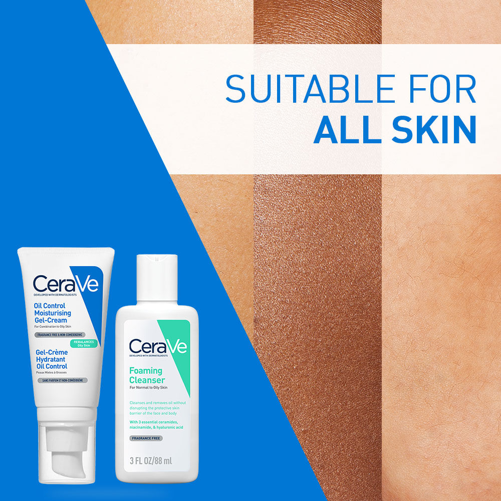 Oil Control Gel Moisturizer & Foaming Face wash, Skincare Combo for Oily & Combination Skin CeraVe