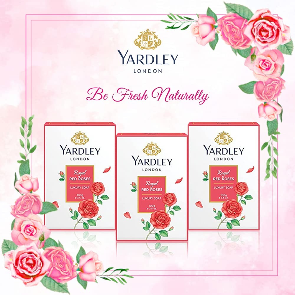Soap, Red Roses, 100g (Pack of 3) Yardley