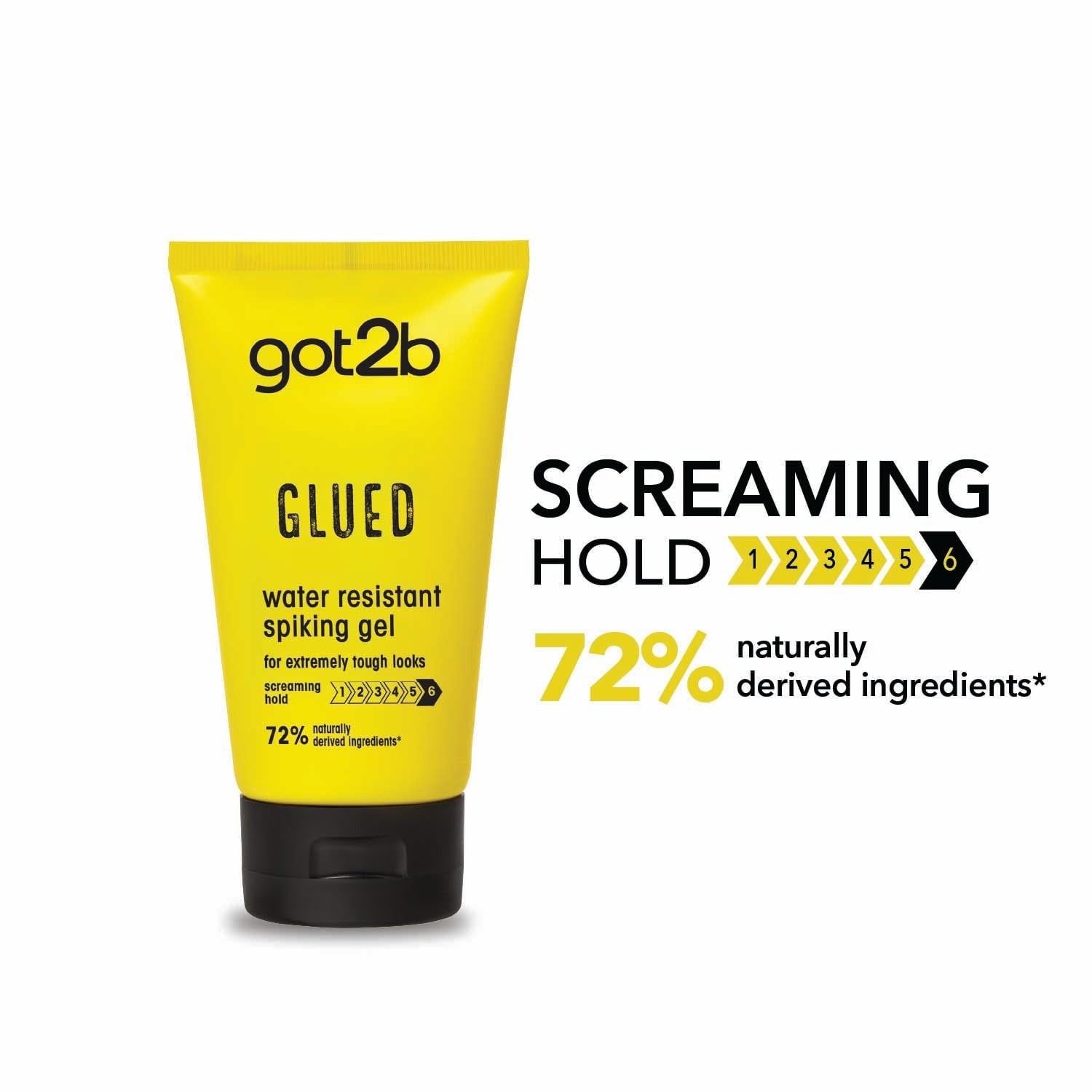 Glued Water Resistant Spiking Gel, Ultra Strong Hold Level 6, Long-Lasting Style Control, Vegan Formula - 150 ml Got2b