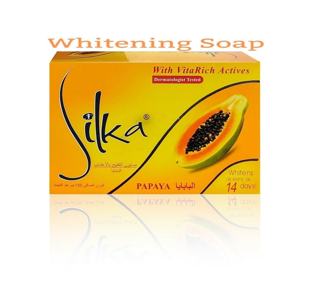 Silka Papaya With Herbal Skin Whitening Soap With Vita Rich Actives Orignal imported form UAE Pack of 2No Unarv