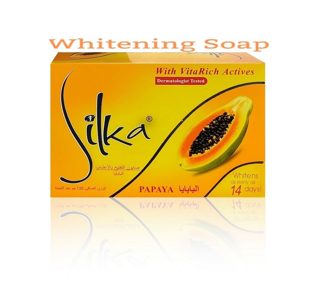 Silka Papaya With Herbal Skin Whitening Soap With Vita Rich Actives Orignal imported form UAE Pack of 2No Unarv