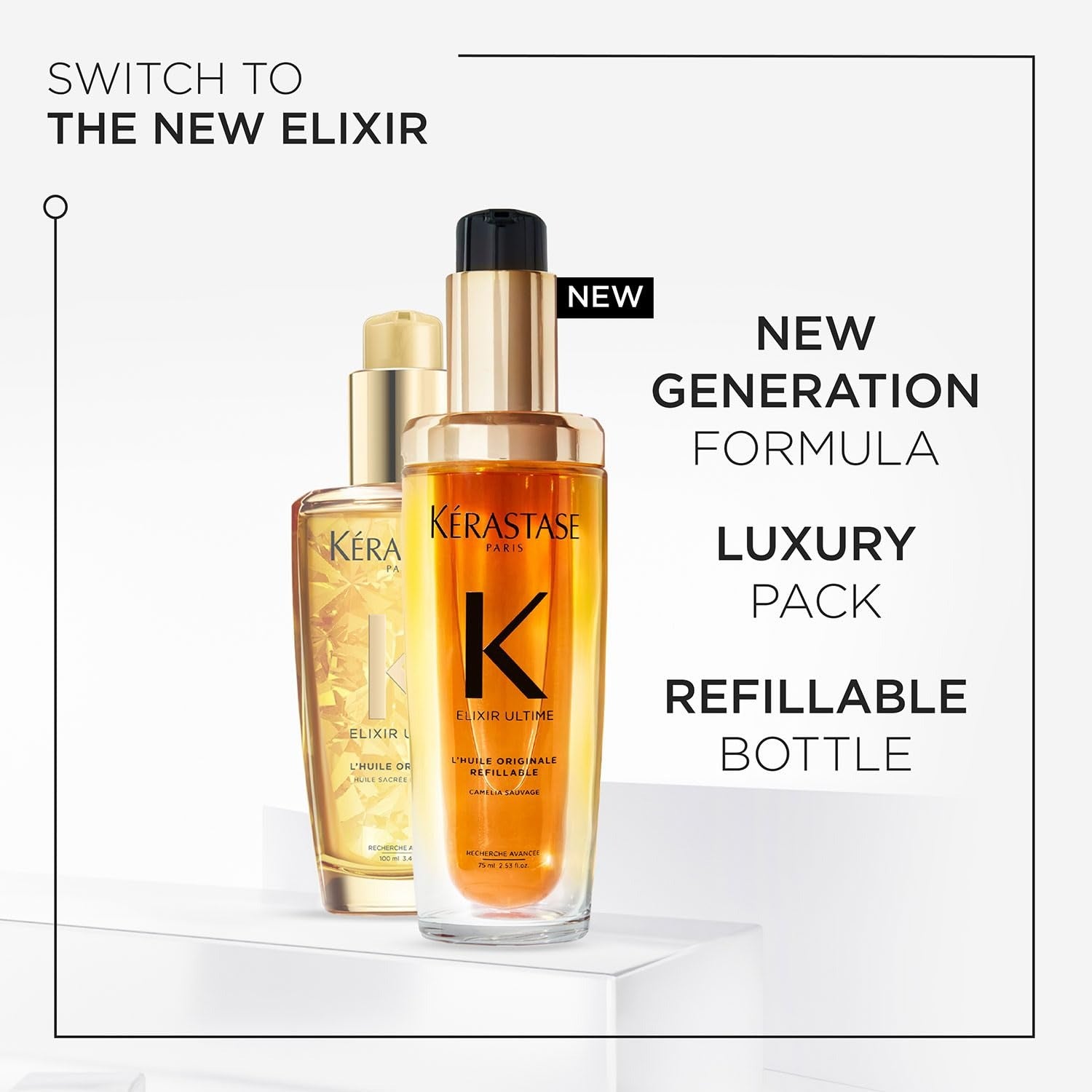 Elixir Ultime Hair Oil-In-Serum 75ml | 2X Shinier Hair | 96H Anti-Frizz Action | Infused with French Camellia, Marula & Wild Camellia Oils Kérastase