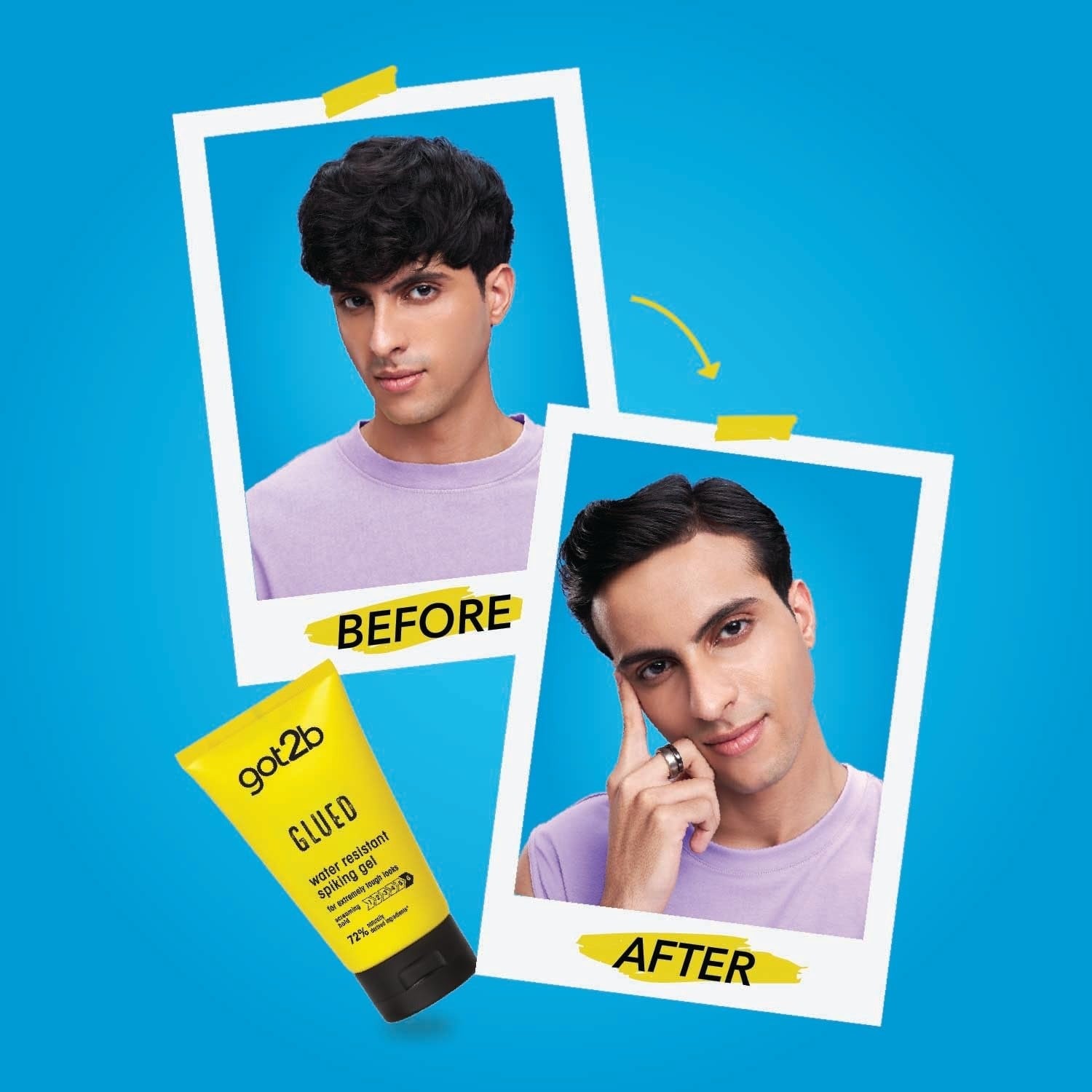 Glued Water Resistant Spiking Gel, Ultra Strong Hold Level 6, Long-Lasting Style Control, Vegan Formula - 150 ml Got2b