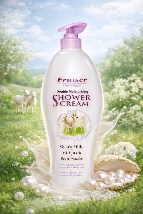 Click to see full view Fruiser Shower Cream Family Size | Hydrating & Nourising Body Wash | Gentle Daily Moisturizing Shower Gel for Dry & Sensitive Skin | Rich Cream Formula Bath Cleanser | 1000ml (Goat Milk + Pearl Powder) Fruiser