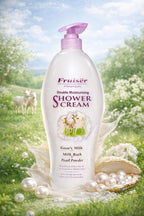Shower Cream Family Size | Hydrating & Nourising Body Wash | Gentle Daily Moisturizing Shower Gel for Dry & Sensitive Skin | Rich Cream Formula Bath Cleanser | 1000ml (Goat Milk + Pearl Powder) Fruiser