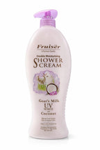 Double Moisturising Shower Cream - Goat’s Milk UV White with Coconut - 1000ml | Nourishing & Brightening Body Wash for Soft, Smooth, and Radiant Skin Fruiser