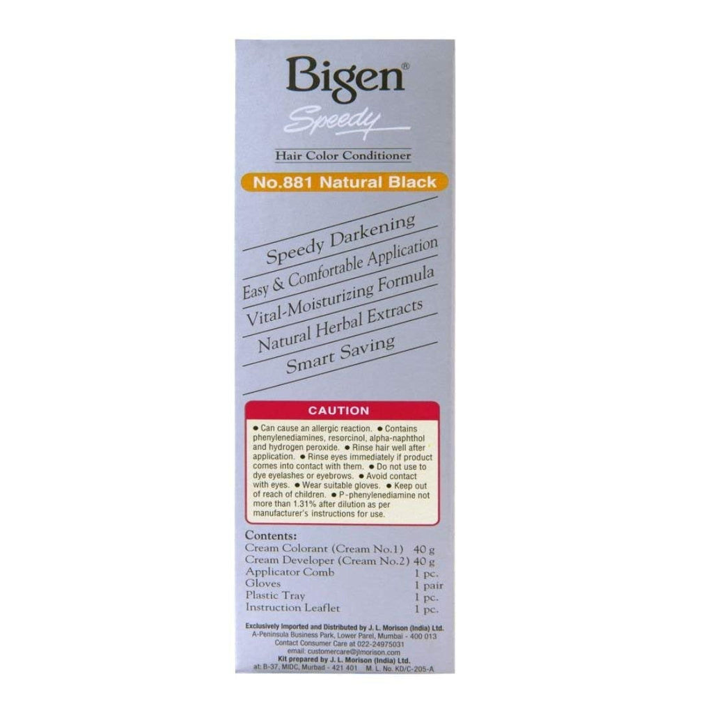 Speedy Hair Color, Natural Black 881 (40g + 40g) Bigen
