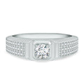 Triple Row Pave Accent Diamond Men’S Solitaire Ring ANGARA