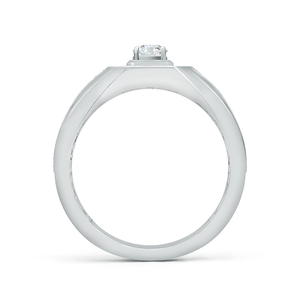 Triple Row Pave Accent Diamond Men’S Solitaire Ring ANGARA